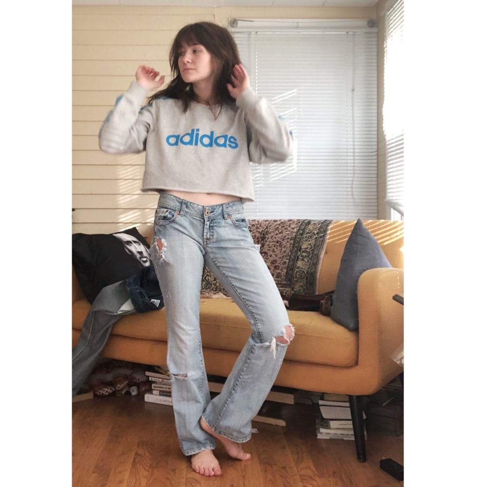 American Eagle distressed artist flare jean